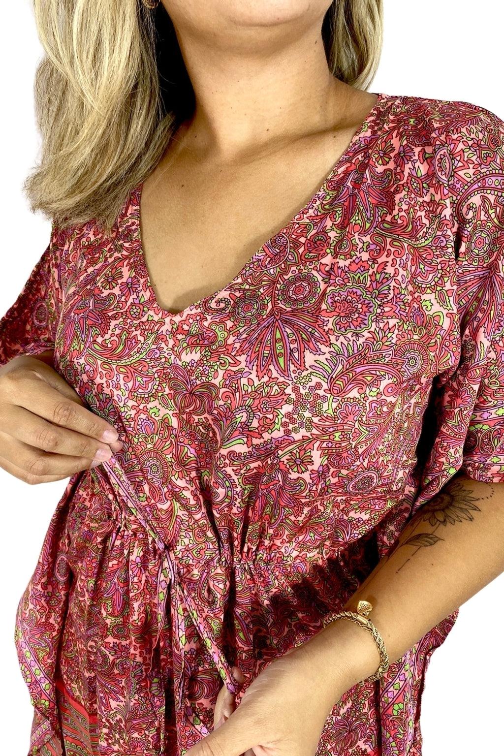 Kaftan Longa Seda Indiana Sonho Boho Coleção Premium 7932.